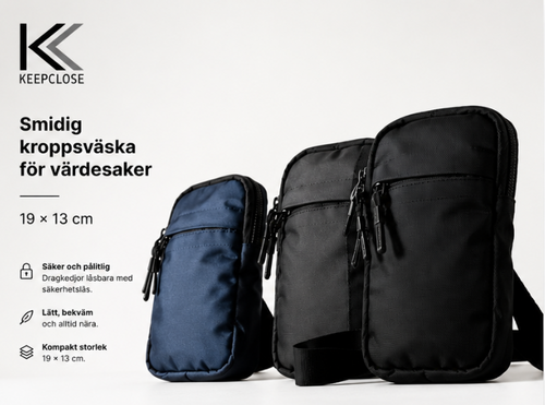 KEEPCLOSE – Crossbody bag för värdesaker RFID skyddad, grå
